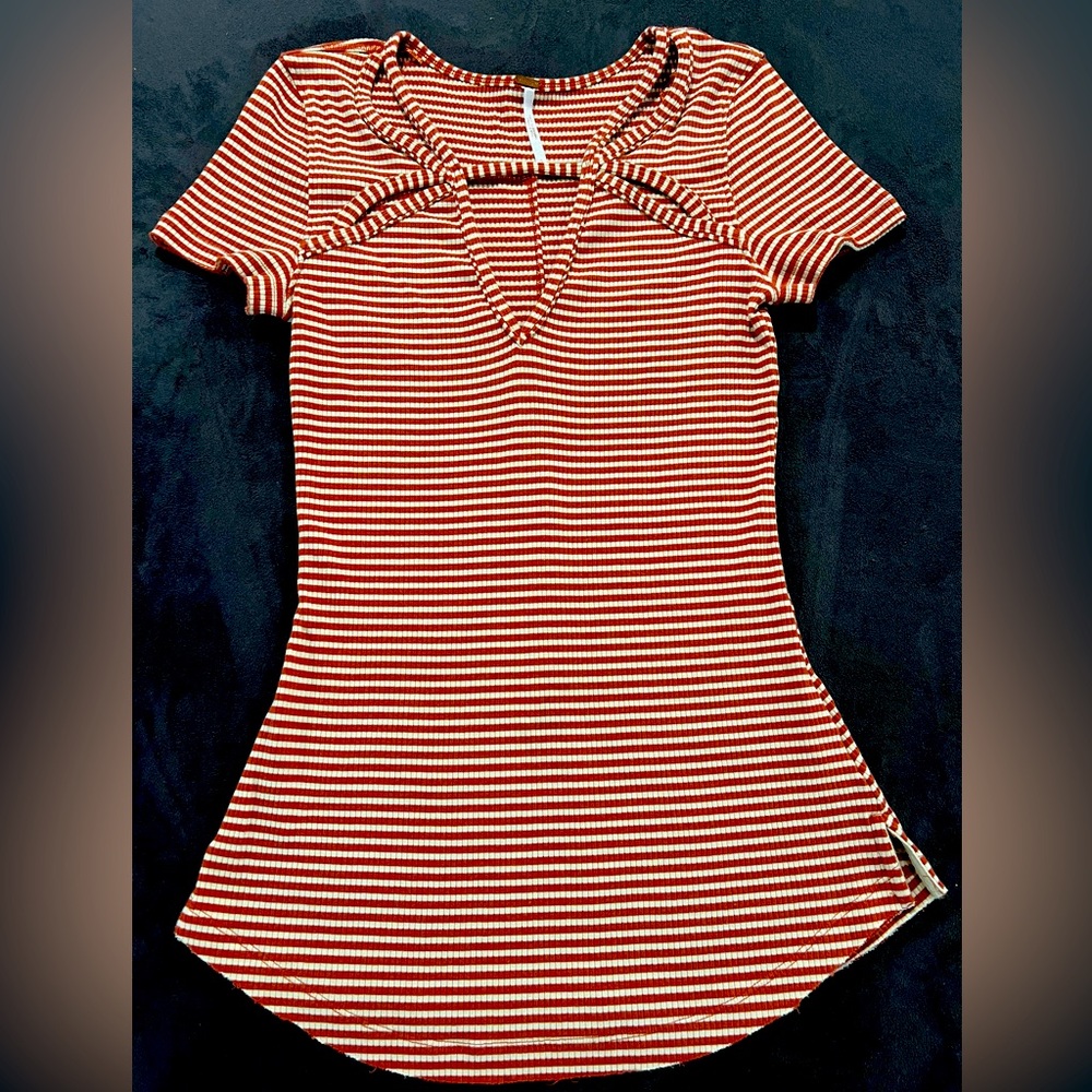 Free People Cotton Keyhole Front Shirt- Size Small